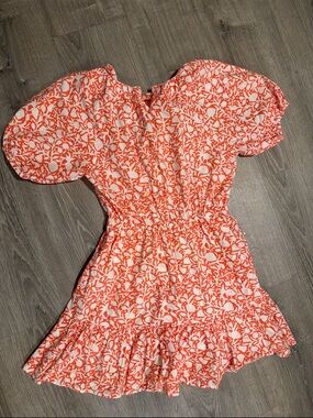 Coral & White Floral Dress